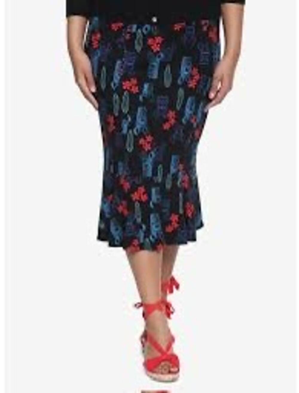 Her Universe Disney Lilo & Stitch High-Waisted Tiki Wiggle Skirt Sz L